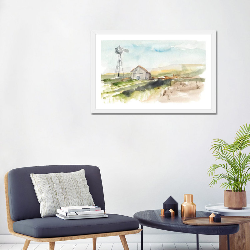 « Rural plein air II » par Ethan Harper, reproduction d’art, Papier encadré blanc, H 24 po x l 32 po x P 1 po, Blanc