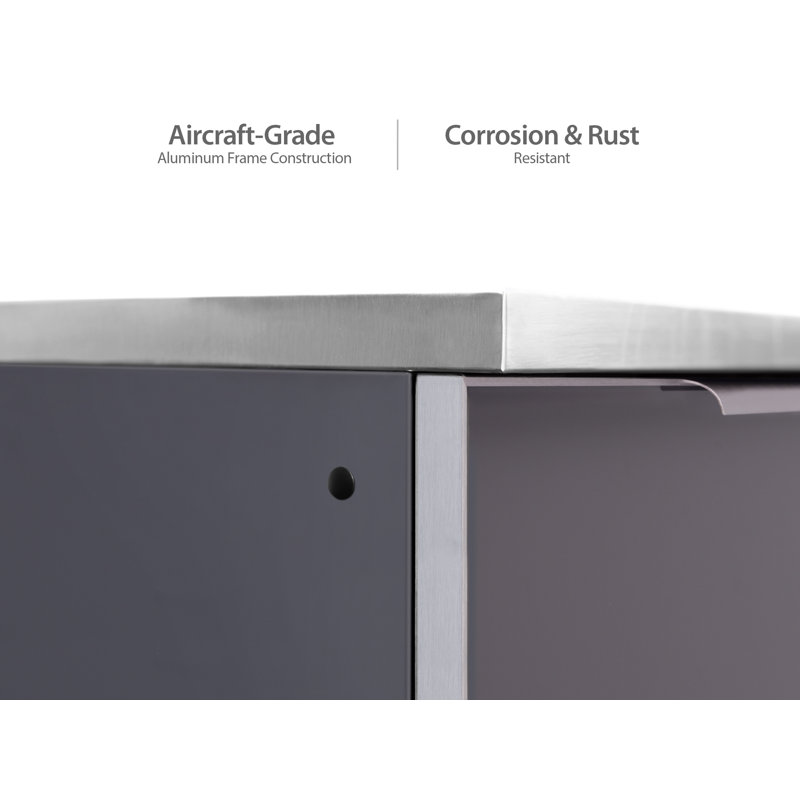 Ensemble de 2 armoires modulaires en aluminium pour l'extérieur l 64 po x P 24 po x H 36,5 po, Oui, Aluminium gris ardoise