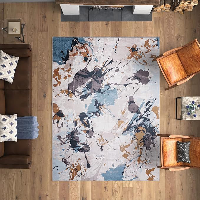 Non Slip Area Rugs Machine Washable Carpet Pad Entryway Rug Low Pile Modern Mat For Bedroom - 1004, Rectangle 120 x 180 cm