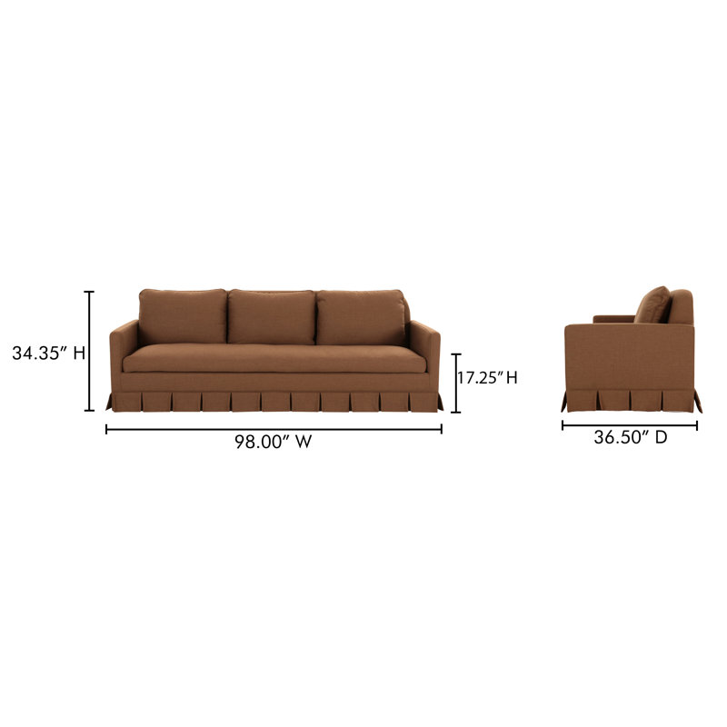 Pellicano 98'' Sofa, Teracotta Polyester Blend