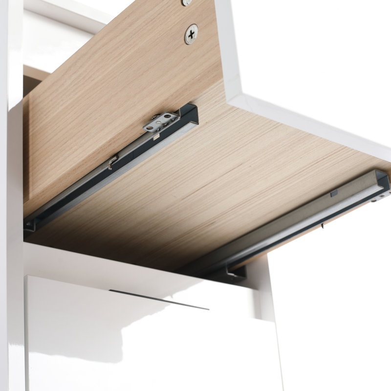 Meuble-lavabo autoportant de 48 po avec lavabo en résine, 2 rangements, 2 armoires murales, système de fermeture en douceur, contreplaqué blanc brillant pour un look d'appoint fonctionnel