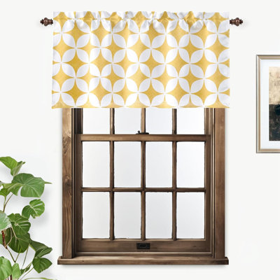 Ginn Geometric Kitchen Valance Tailored 52" Window Valance in Yellow