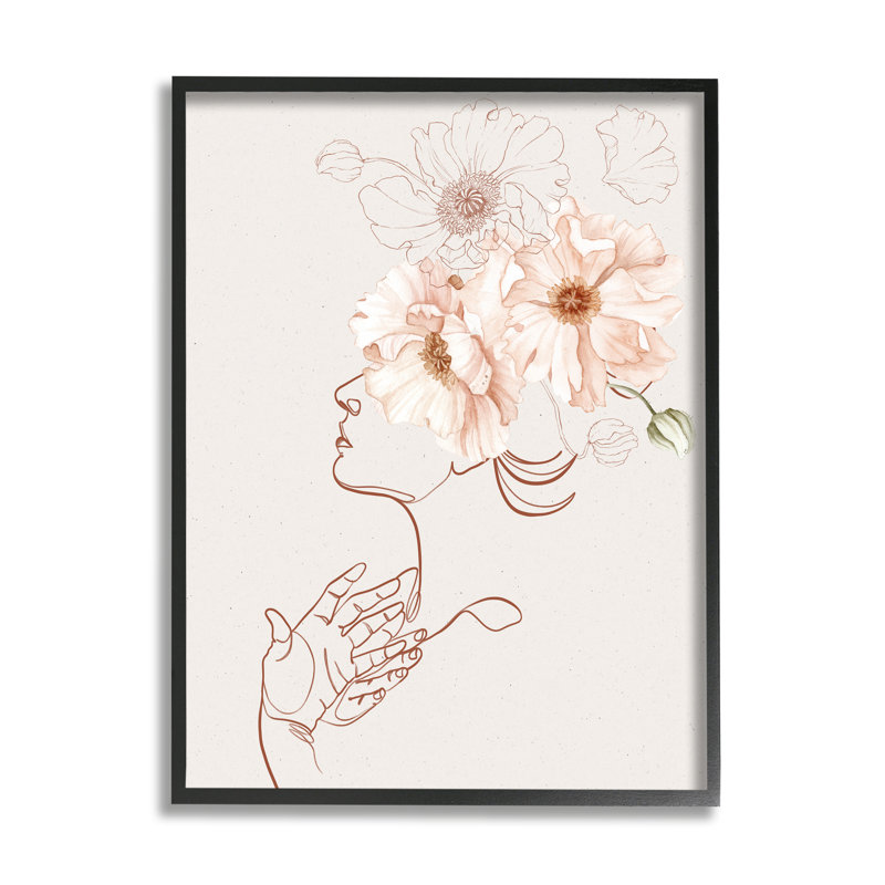 «Simple Simple Botanical Motif» par Ros Ruseva - impression, L 16 po x H 16 po, Giclée encadrée noir minuit