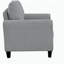 Meuble de salon transitionnel moderne avec tissu texturé gris foncé et rembourré aux accoudoirs arrondis