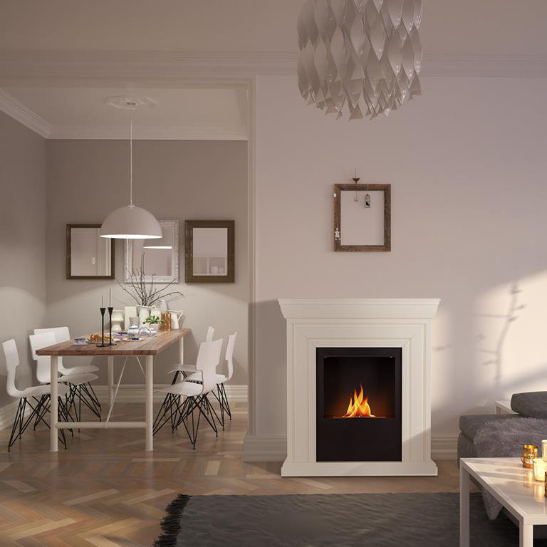 OneConcept 100cm W White Bio-Ethanol Fireplace