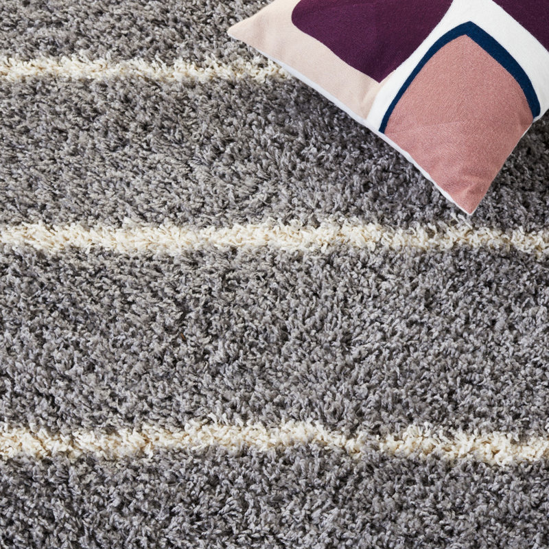 Tapis rayé gris / ivoire Kalajah, Rectangle 9 pi x 12 pi