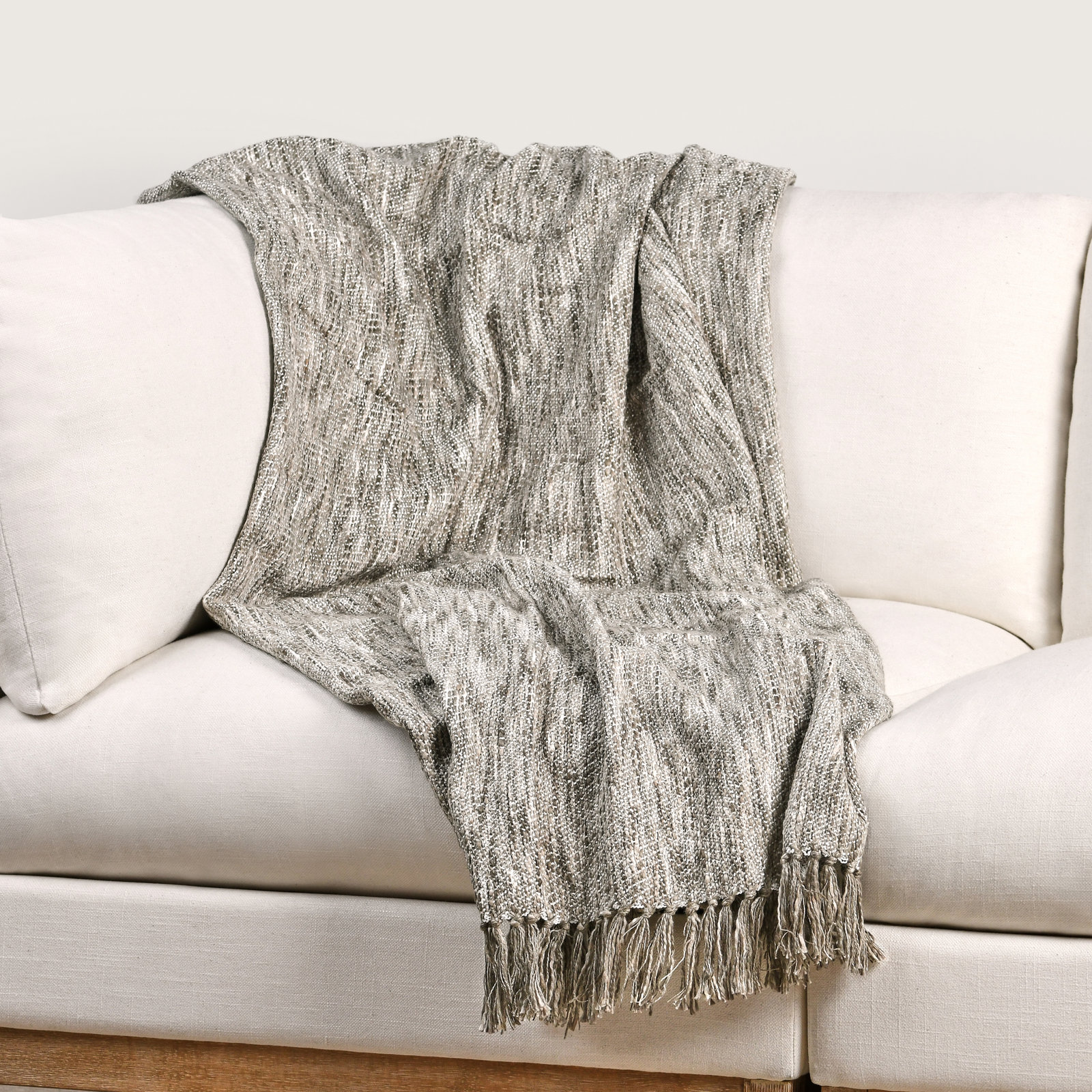Sharma Hand Woven Throw Blanket, Beige