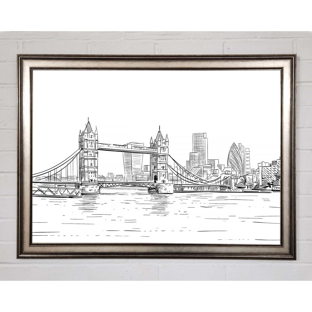 Tower Bridge Outline 1 Gerahmter Druck