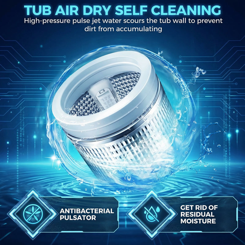 Portable Washing Machine 17.8Lbs Large Capacity 2.3 Cu.ft Washer with 8 Programs 3 Water Temps 3 Water Levels Selections