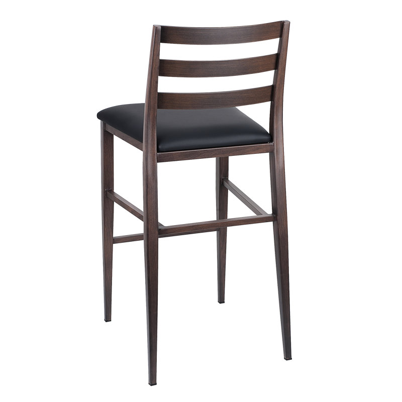 Tabouret de bar à dossier échelle H & D avec finition en métal grain de noyer