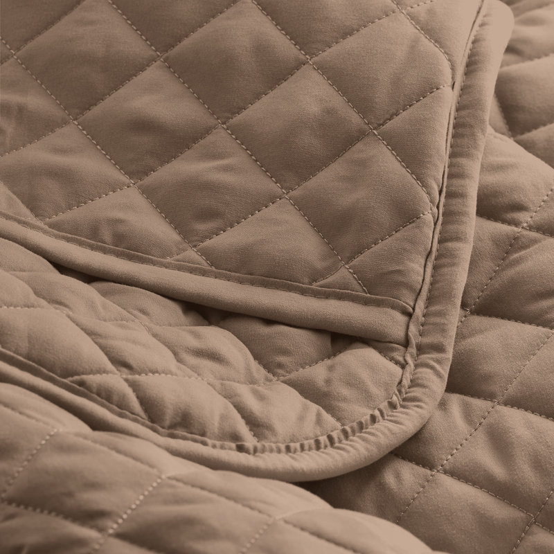 Modern & Contemporary Solid Colour Coverlet, Taupe, Twin/Twin XL Coverlet + 1 Standard Sham