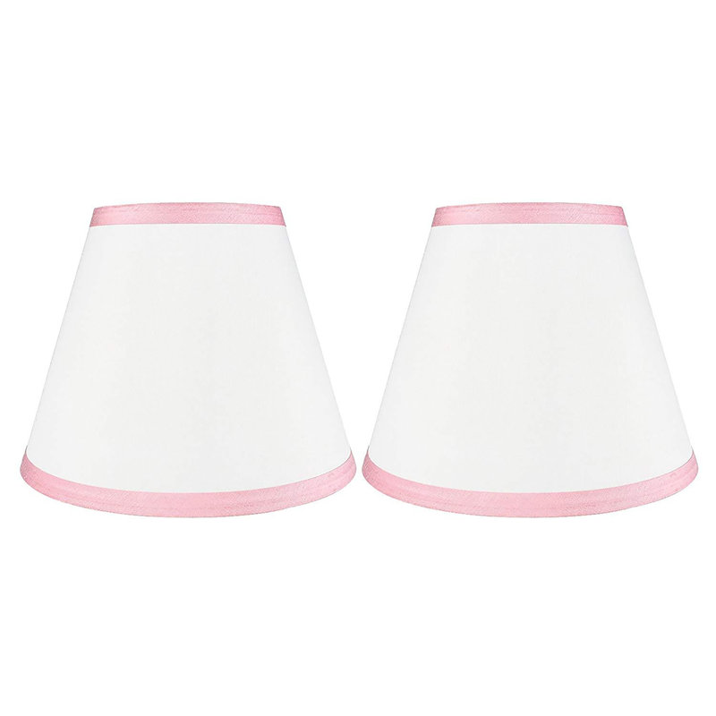 Abat-jour empire en soie / shantung (araignée), Blanc cassé avec bordure rose