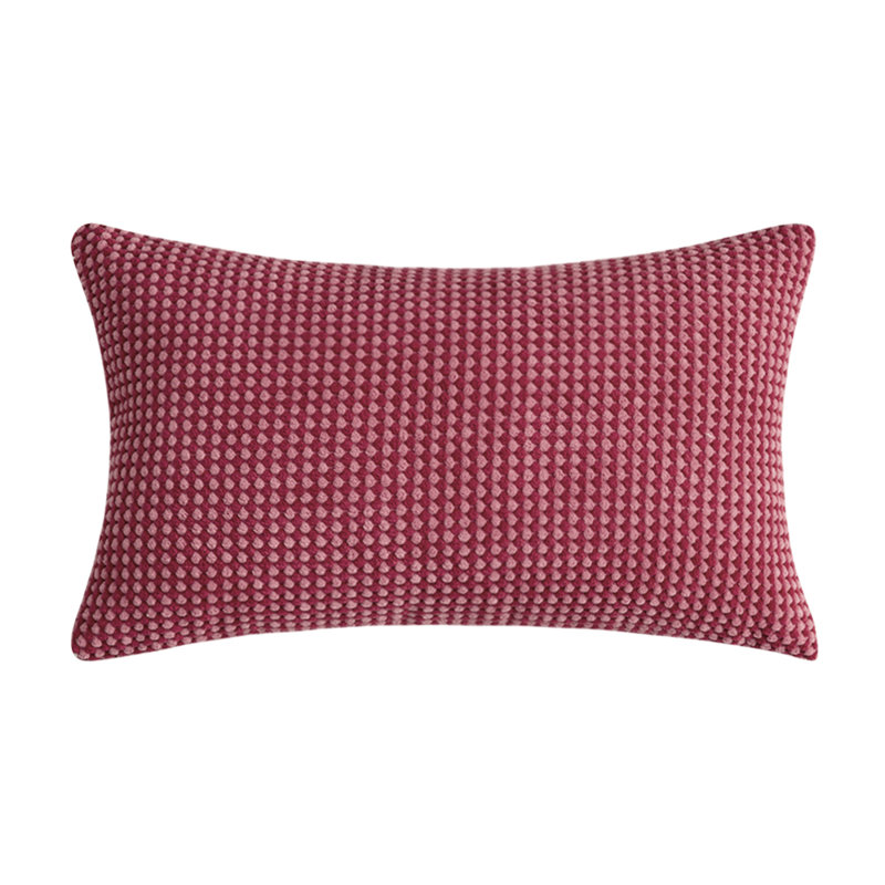Coussin en velours côtelé deux tons, Vin rouge, 18"H x 18"W, Polyester