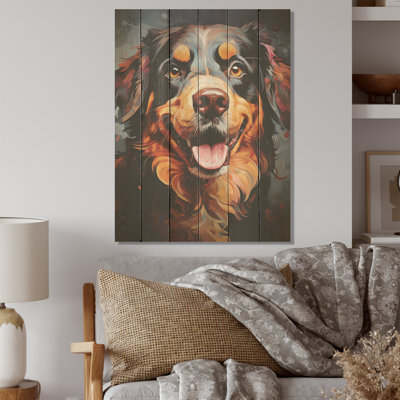 Bernese Mountain Majesty I - chien, art mural sur bois de pin naturel