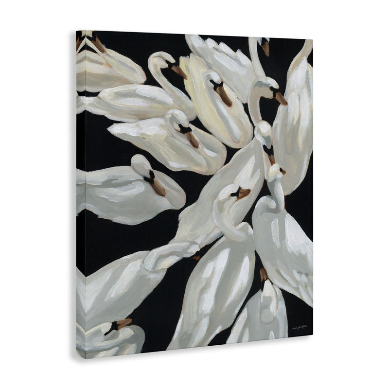 «Gathered Swans», art mural sur toile par Haley Knighten, H 20 po x l 16 po