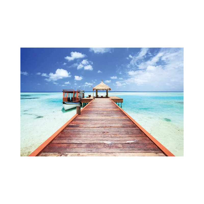 Pier To Tropical Sea In The Maldives by Matteo Colombo - Wrapped Canvas Print, 152.5 cm H x 101.5 cm W