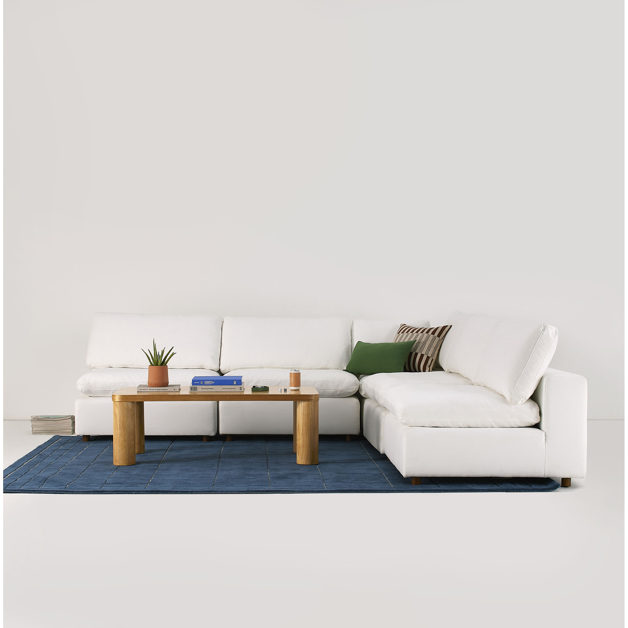 Jossa Upholstered L-Sectional, White Linen Blend