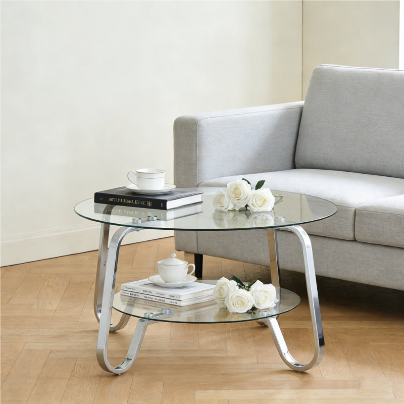 Table basse ronde Modern, Argent argent