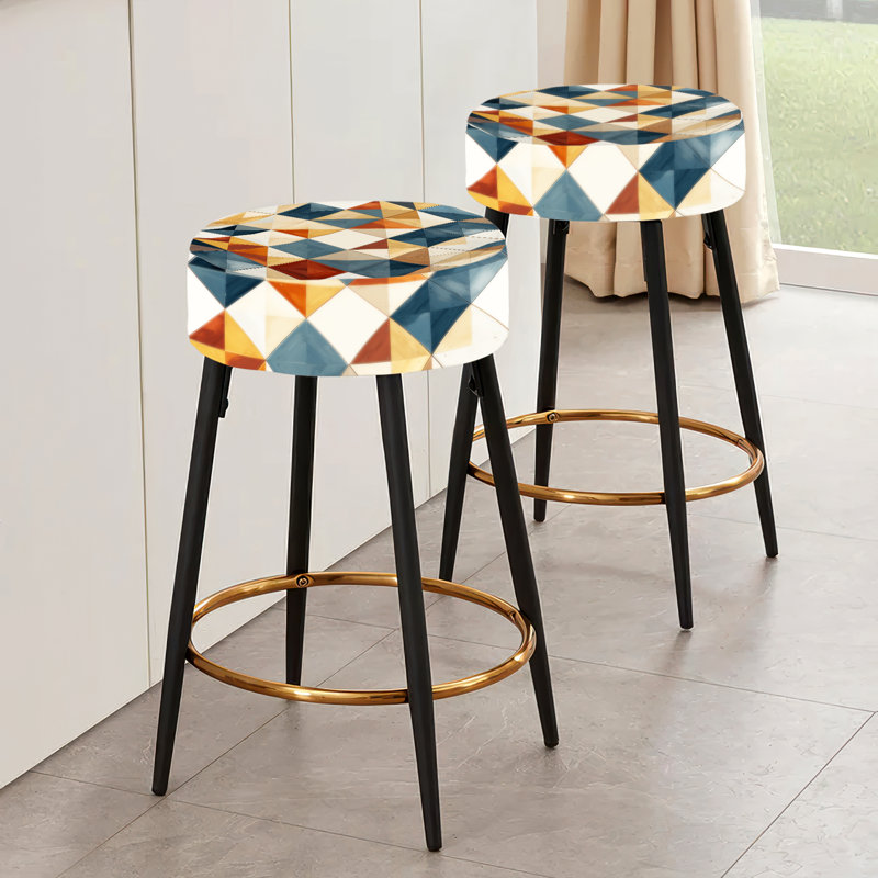 Ensemble de 2 tabourets de bar géométriques gris et beige Natural Tones