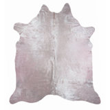One-of-a-Kind Dyed Handmade Natural Product 5X7 Leather Blush With Silver Frost Area Rug