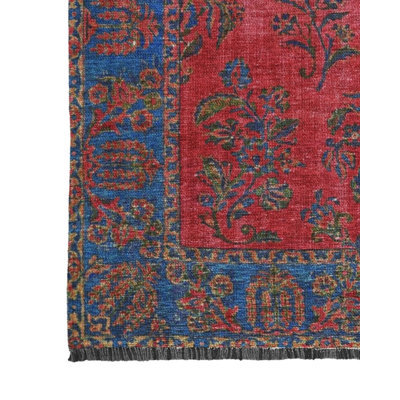 Cece Oriental Red Blue Machine Woven Cotton Polyester Area Rug