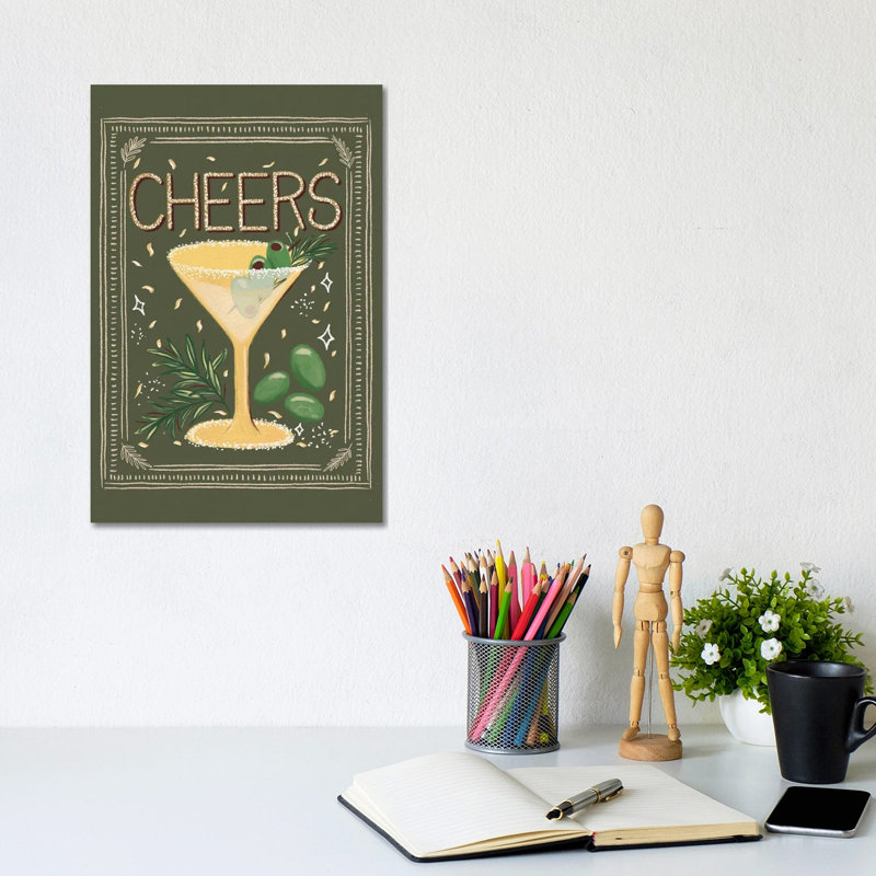 Cocktail Cheers And Olives 1 Piece Wall Art on Canvas, 30.48 cm H x 20.32 cm W x 1.905 cm D, Does Not Apply
