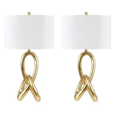 32" Resin Table Lamp With White Shade