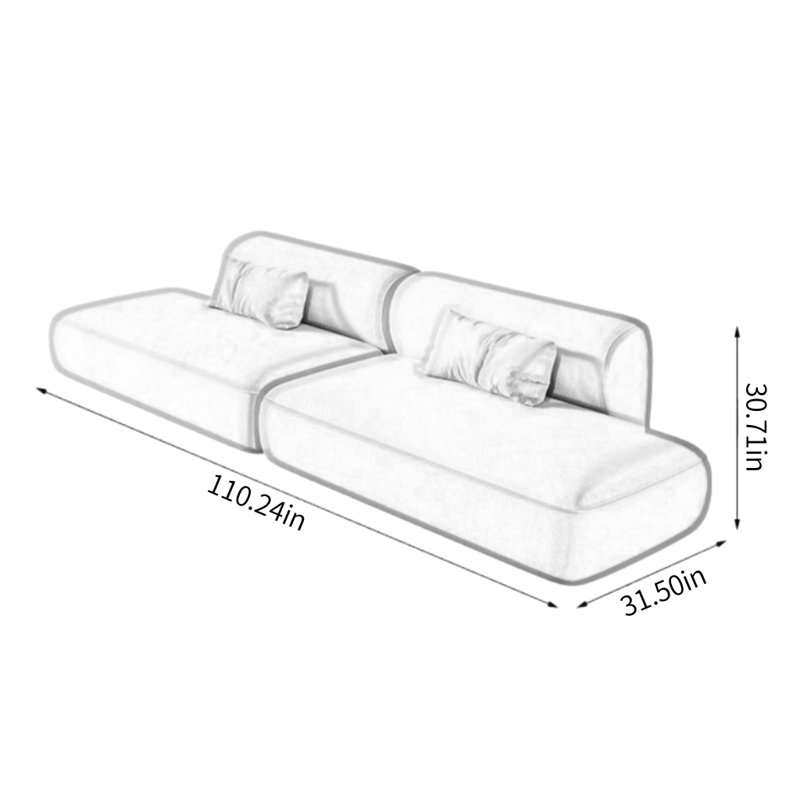 Canapé de luxe moderne à lumière simple, H 30,71 po x l 110,24 po x P 31,5 po