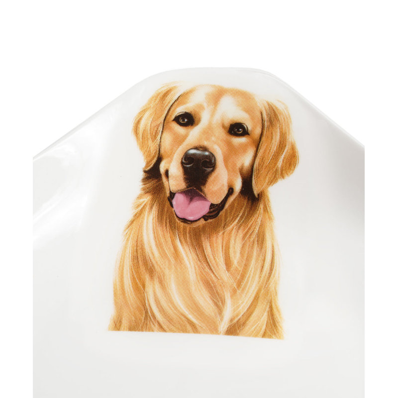 Assiette carrée en porcelaine Golden Retriever