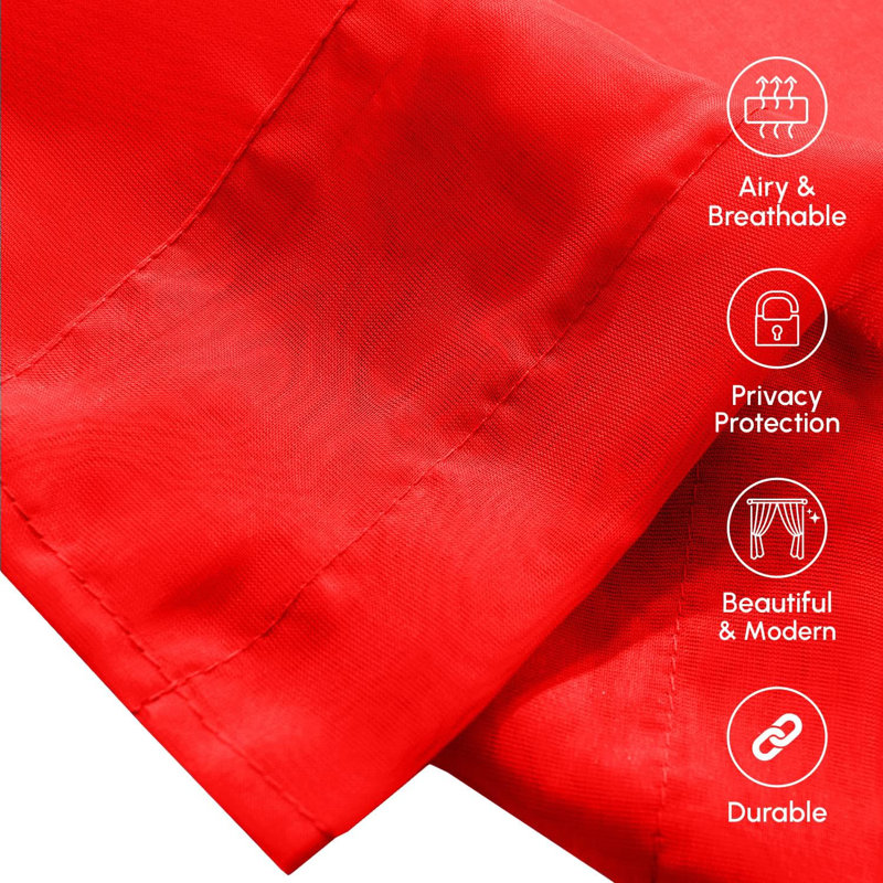 Yaelle Semi Sheer Curtain Pair, 60" W x 84" L, Red