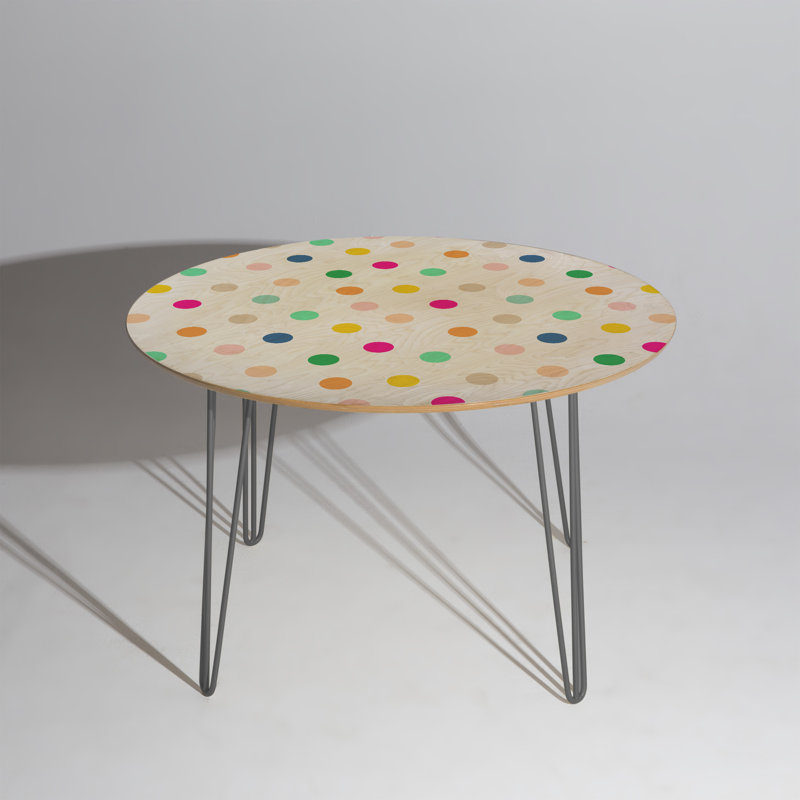Oval Solid Wood Top Metal Base Dining Table