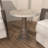 Mango Wood Handmade Turned Gray Side End Accent Table with Brown Mosaic Wood Chip Tabletop