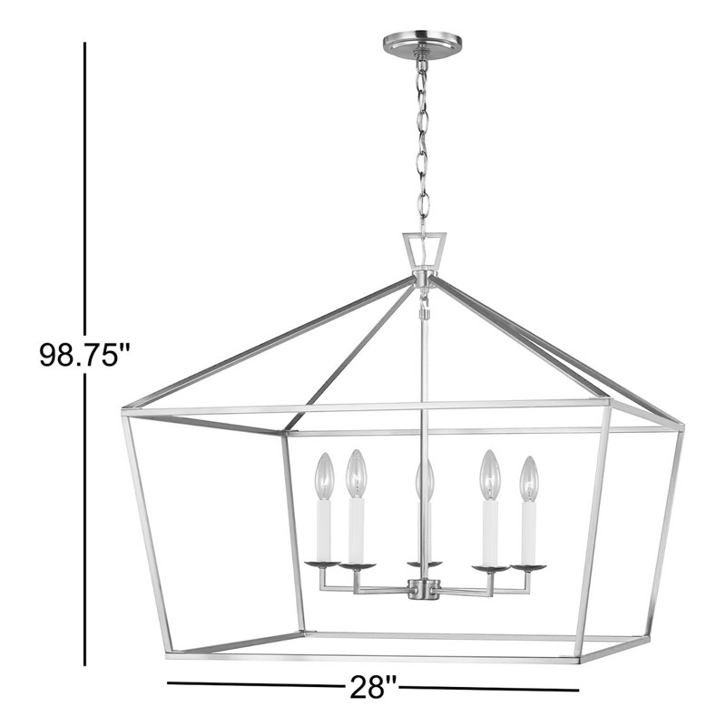 Lustre géométrique à 5 lumières Tari, Laiton satiné
