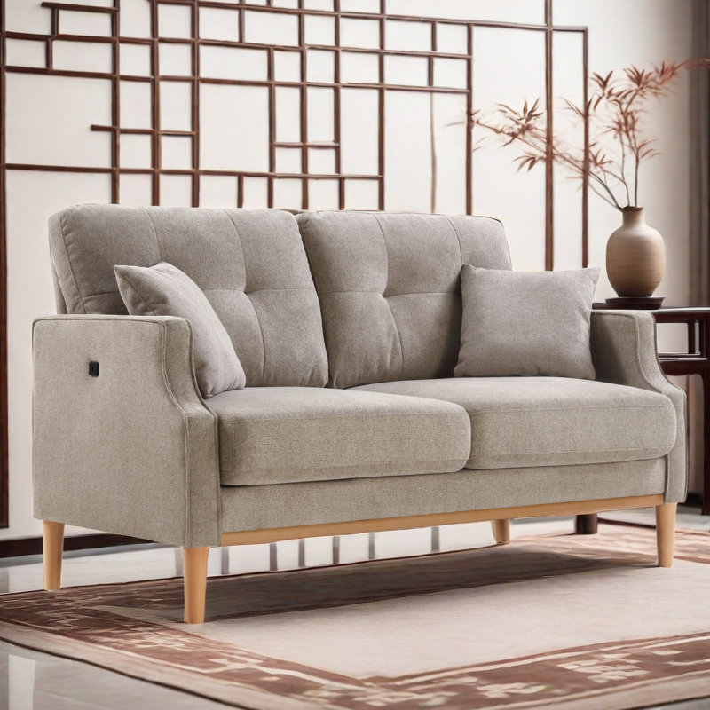 Nathaneil Fabric 56.8'' Reception Loveseat, Gray