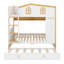Lit superposé pour enfants avec garde-corps de style maison avec tablettes de rangement et lit gigogne-261813445