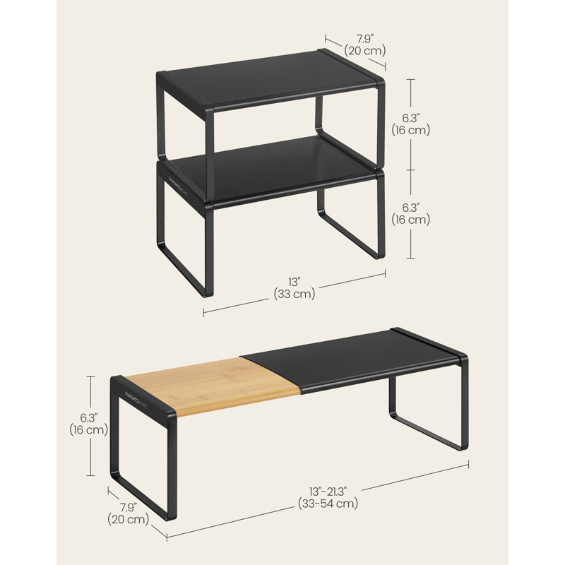 Freestanding Spice Rack with Adjustable Racks, Ink Black