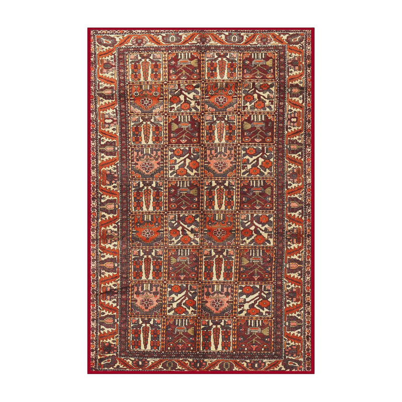 Tapis orange / rouge / beige, Rectangle 5 pi x 7 pi