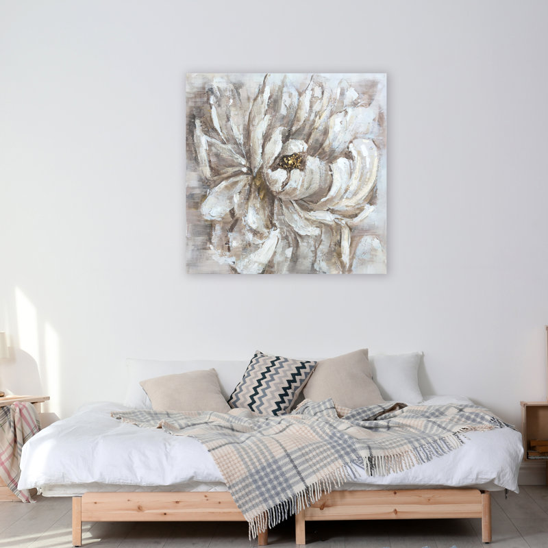 Fleur - peinture sur toile tendue, H 40 po x l 40 po x P 1,5 po