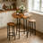 3-Piece Round Pub Table Set, Industrial Bar Height Bistro Table With 2 Backless Stools, Rustic Reclaimed Wood Finish, For Small Kitchen, Apartment & Breakfast Nook
