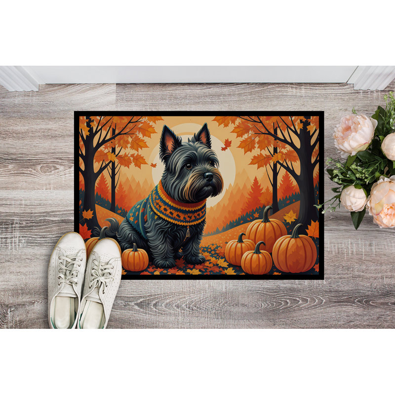 Tapis d'entrée antidérapant pour l'extérieur Oliff Scottish Terrier, L 18 po x L 27 po