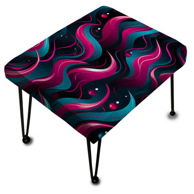 Pink And Blue Retro Waves - Geometric Rectangle Ottoman