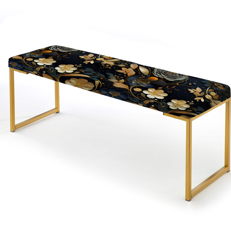 Banc rembourré or, Golden Night Flowers Paisley