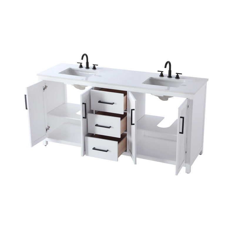 Meuble-lavabo double 72 po, Blanc
