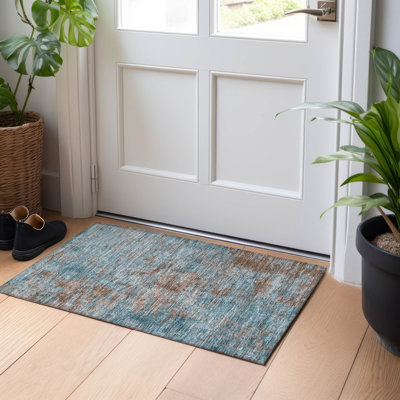 Tapis bleu sarcelle intérieur / extérieur lavable à la machine Christn ACN1362