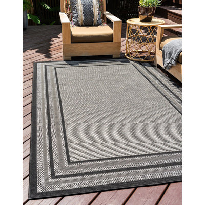 Tapis pour véranda d'extérieur noir et gris