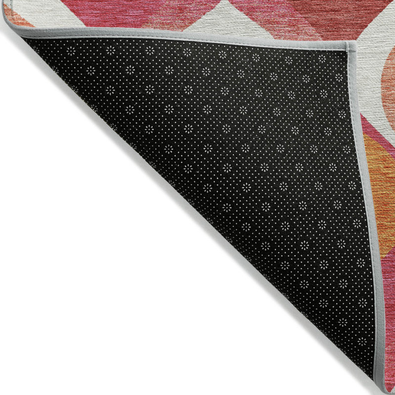 Tapis géométrique en polyester résistant aux taches et lavable à la machine, Rectangle 5 pi x 7 pi 6 po