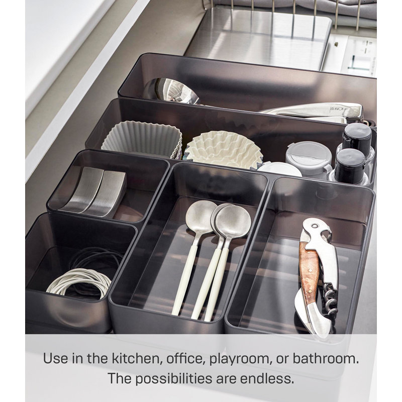 Yamazaki Home Stackable Organizers [Set Of 2] - Four Sizes, Small, Black