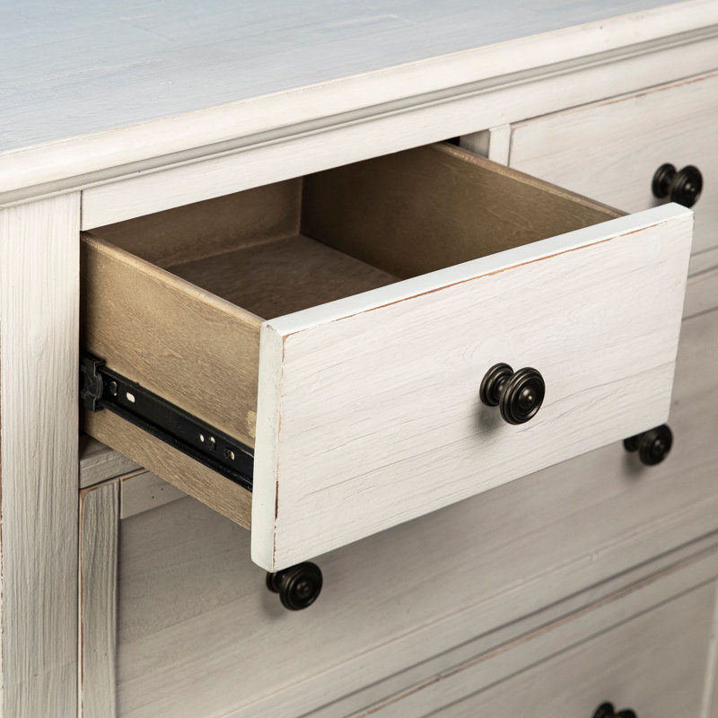 Lugano Reclaimed Acacia White Wash Coastal 8-Drawer Dresser With Iron Hardware