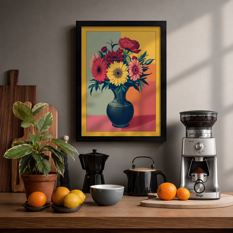 Gerbera in Bloom Botanical - Framed Print, Black, A3 - 42.0 x 29.7 cm