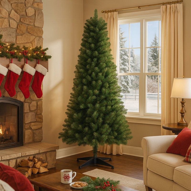 Arbre de Noël artificiel non éclairé 6 pi avec 490 pointes, branches pleines en PVC pour un assemblage et une personnalisation faciles, parfait pour la décoration intérieure